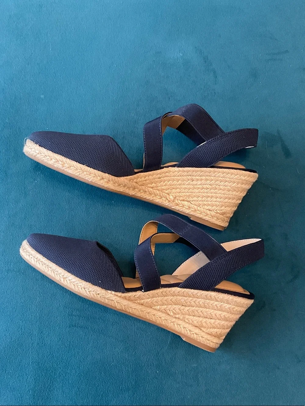 Kelly & Katie Navy Crisscross Slingback Espadrille Wedges